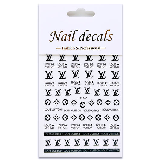 Luxury Designer Nail Decals - Louis Vuitton [Black 113]