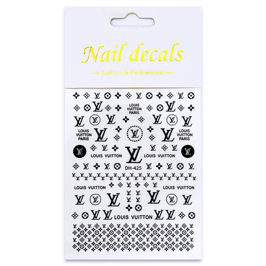 Luxury Designer Nail Decals - Louis Vuitton [Black 425]