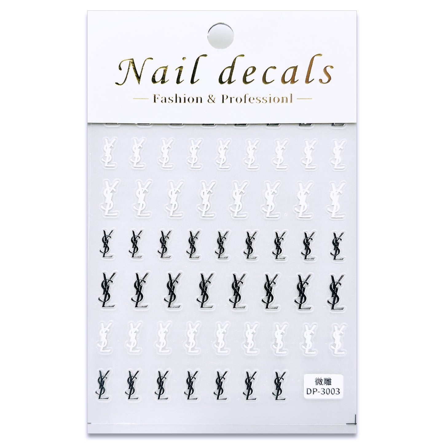 Luxury Designer Nail Decals - YSL [B&W 3003]