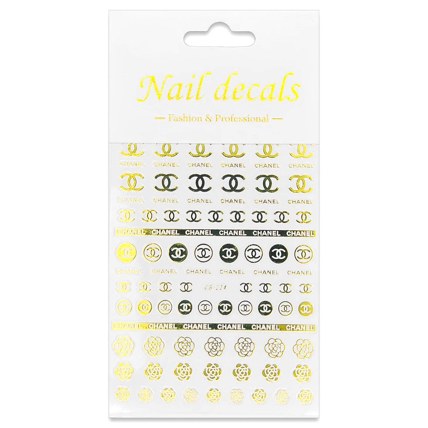 Luxury Designer Nail Decals - Coco Chanel [Gold 114]