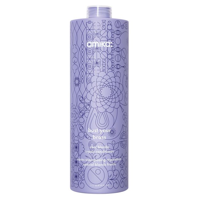 amika: | bust your brass cool blond repair conditioner [33.8 oz]