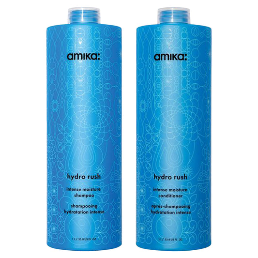 amika: | hydro rush intense moisture shampoo + conditioner duo [33.8 oz]