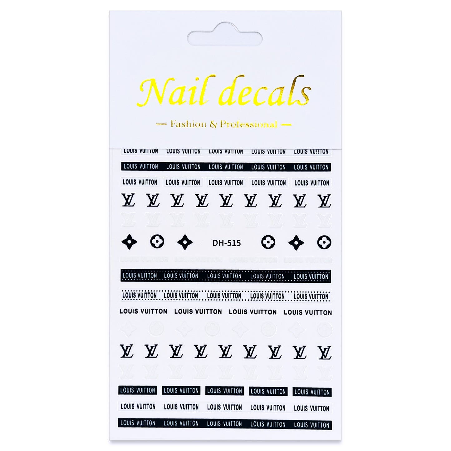 Luxury Designer Nail Decals - Louis Vuitton [B&W 515]