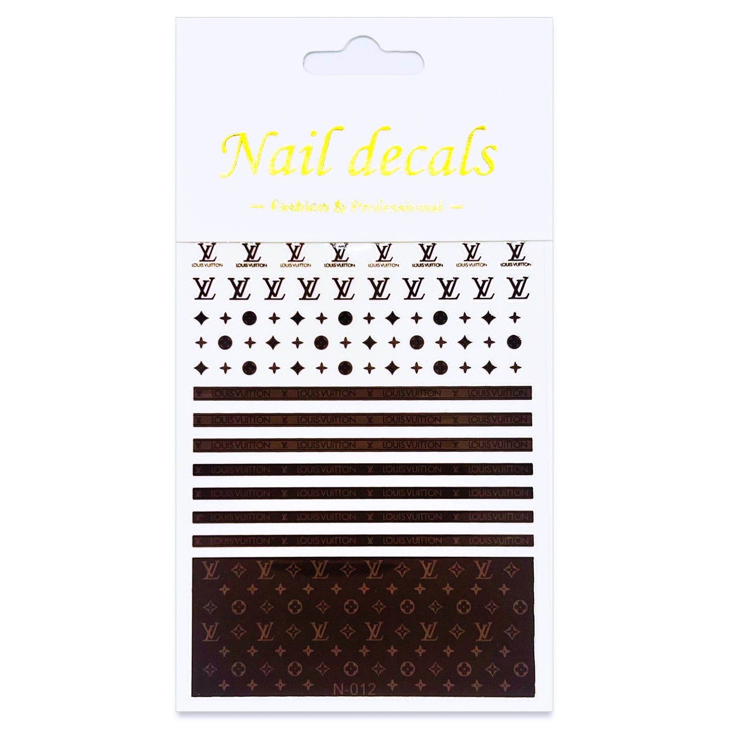 Luxury Designer Nail Decals - Louis Vuitton [Brown N012]