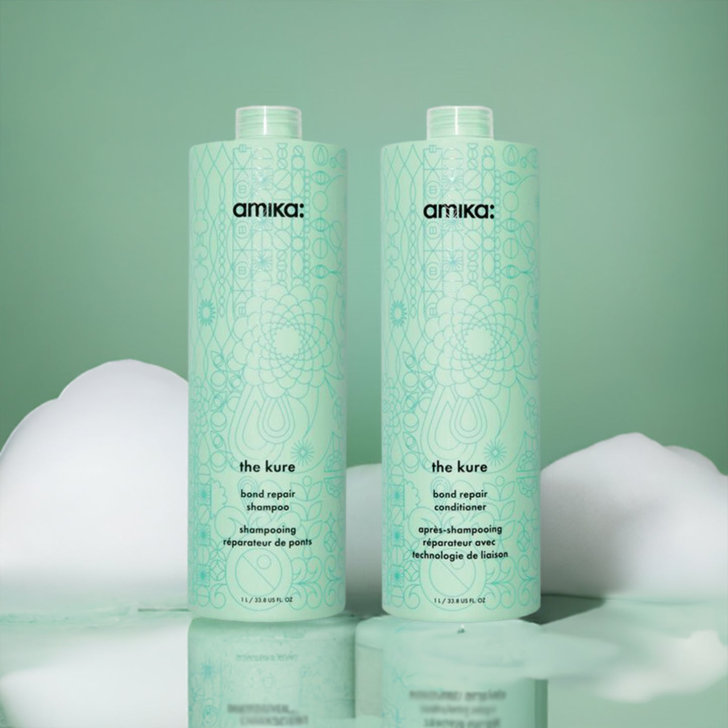amika: | the kure bond repair shampoo + conditioner duo [33.8 oz]