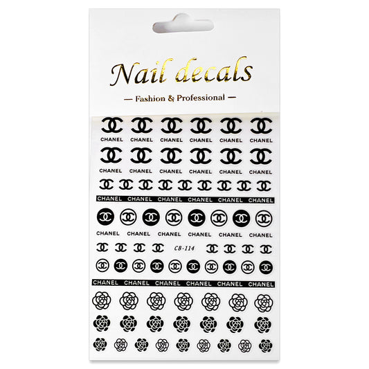 Luxury Designer Nail Decals - Designer Inspired 1 [Black 114]