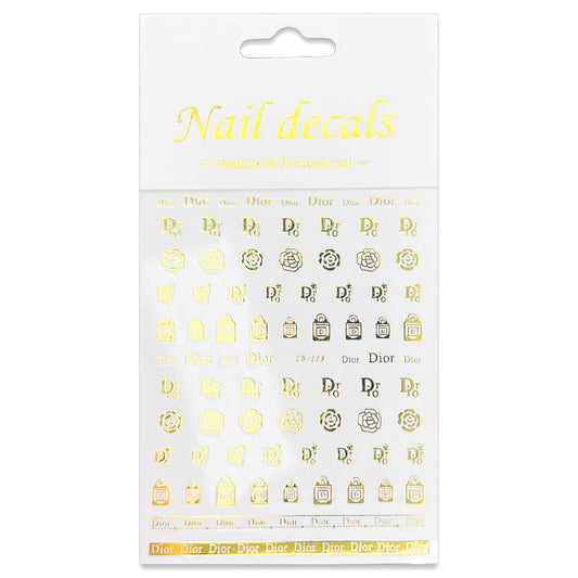 Luxury Designer Nail Decals - Dior [Gold 119]