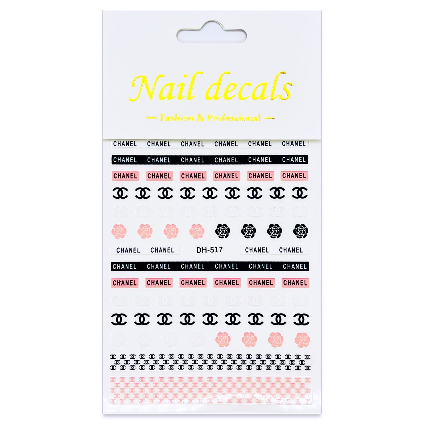 Luxury Designer Nail Decals - Designer Inspired 1 [Black & Pink 517]