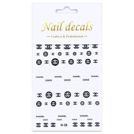 Luxury Designer Nail Decals - Designer Inspired 1 [B&W N08]