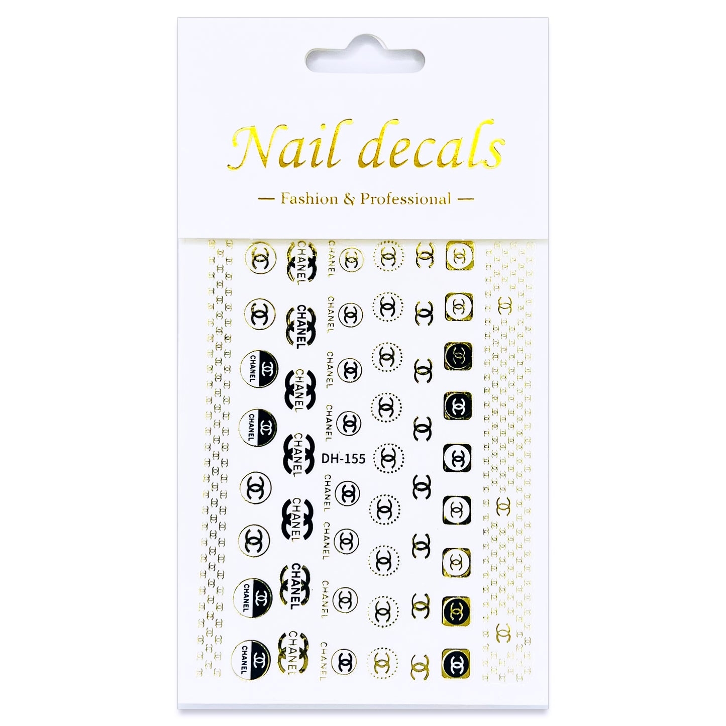 Luxury Designer Nail Decals - Coco Chanel [Black & Gold 155]