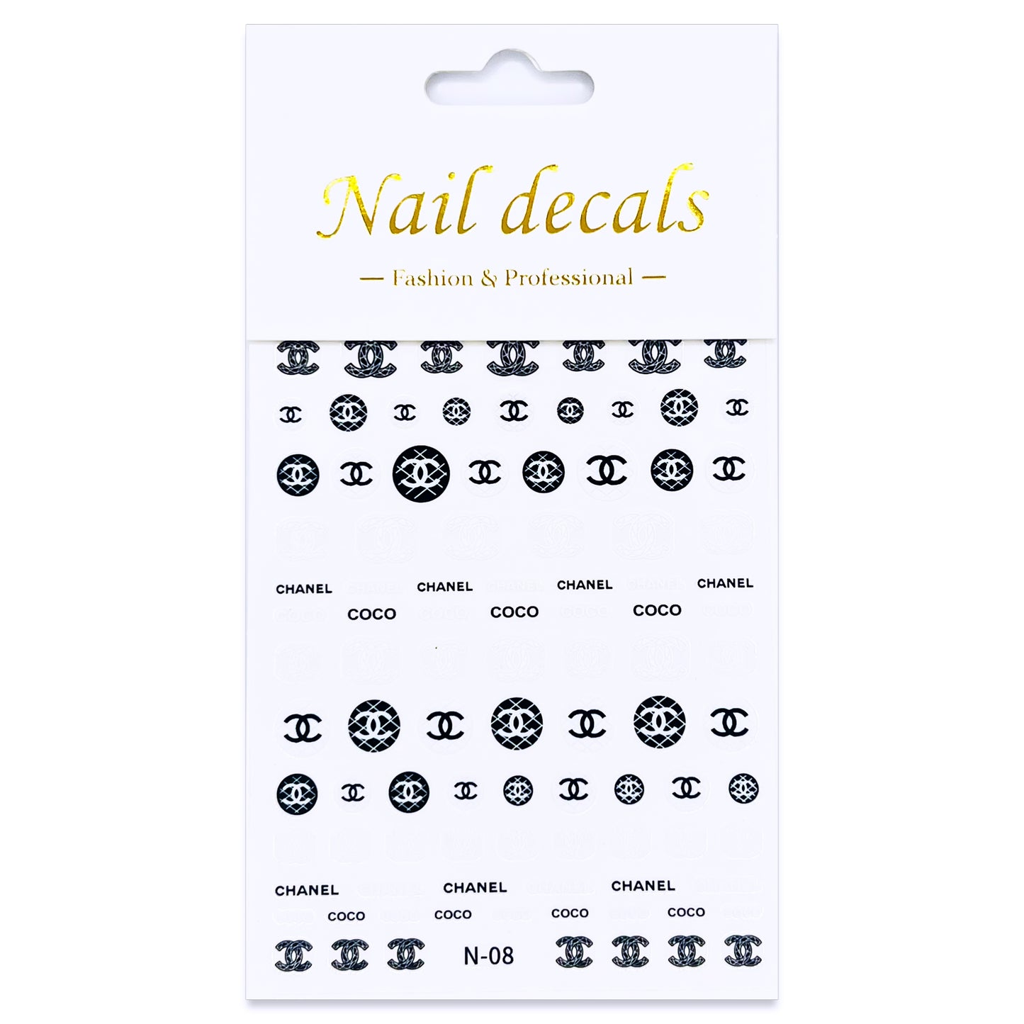 Luxury Designer Nail Decals - Coco Chanel [B&W N08]