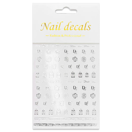 Luxury Designer Nail Decals - Designer Inspired 2 [Silver 119]
