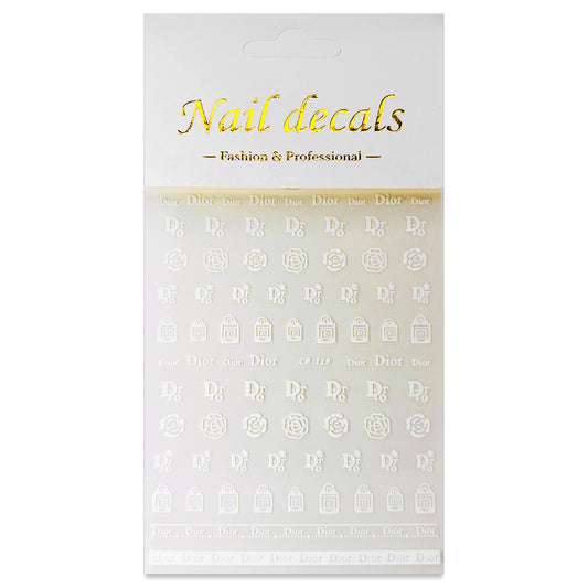 Luxury Designer Nail Decals - Designer Inspired 2 [White 119]