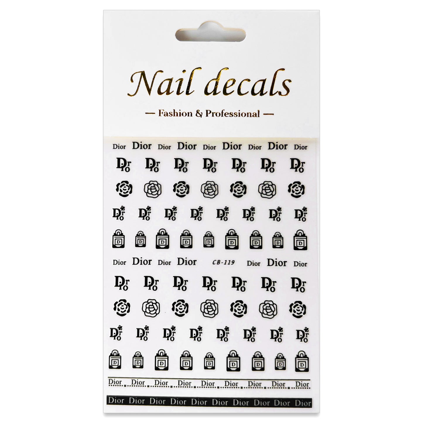 Luxury Designer Nail Decals - Dior [Black 119]