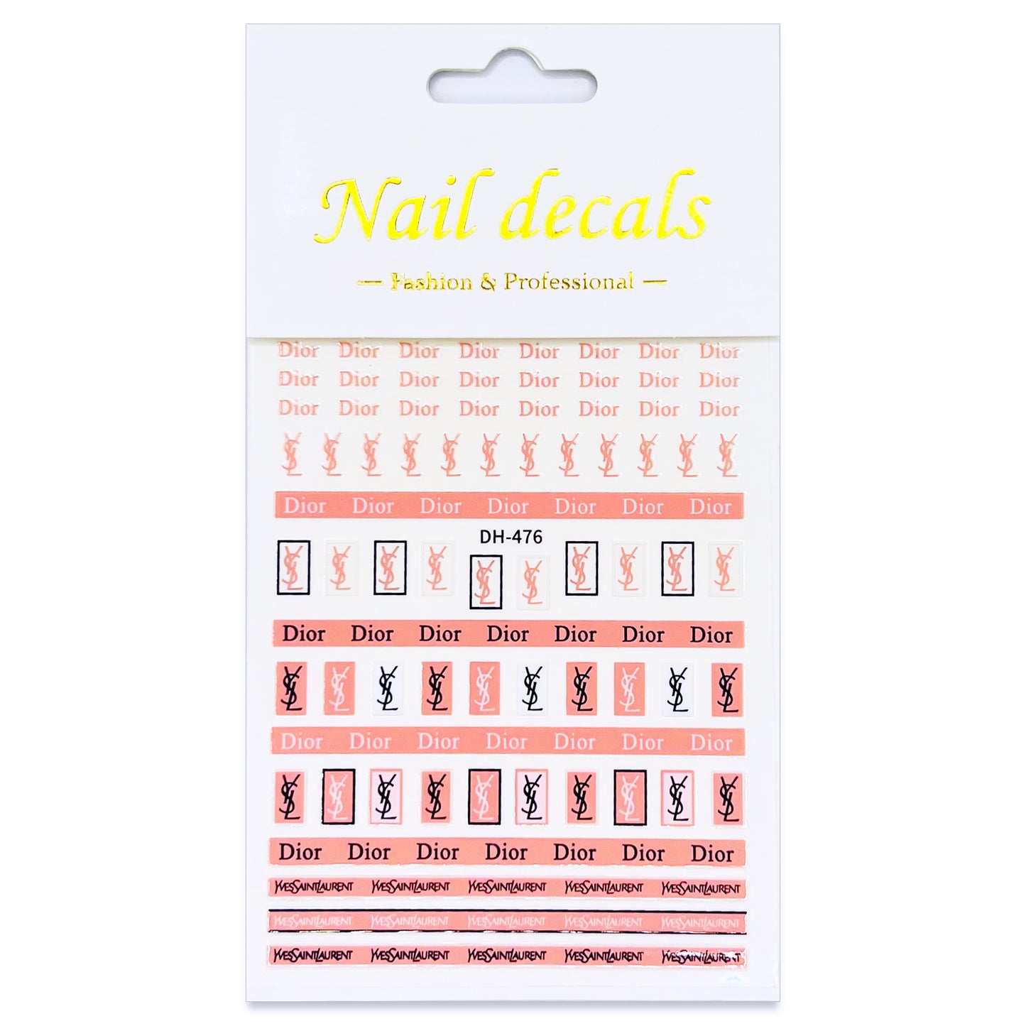 Luxury Designer Nail Decals - Designer Inspired Duo [Black & Pink 476]