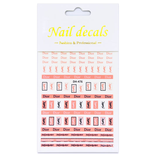 Luxury Designer Nail Decals - Designer Inspired Duo [Black & Pink 476]