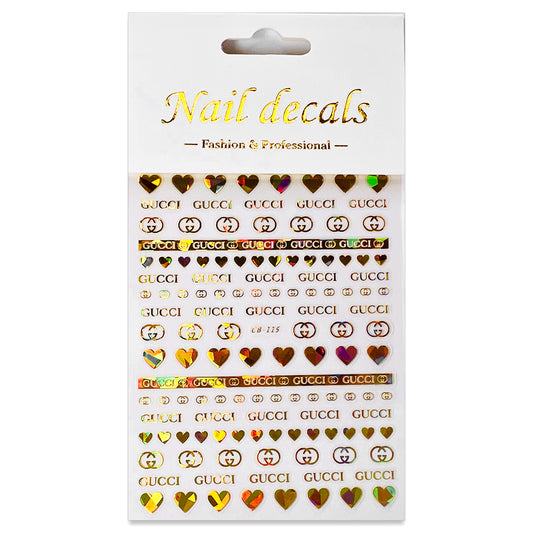 Luxury Designer Nail Decals - Designer Inspired 3 [Iridescent Gold 115]