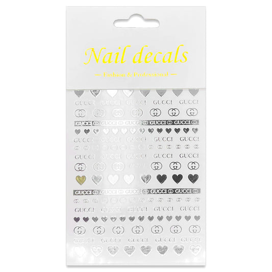 Luxury Designer Nail Decals - Designer Inspired 3 [Silver 115]