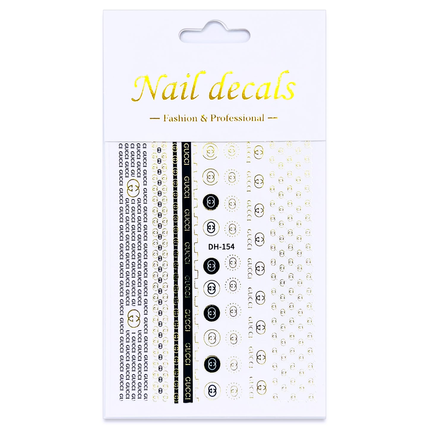 Luxury Designer Nail Decals - Designer Inspired 3 [Black & Gold 154]