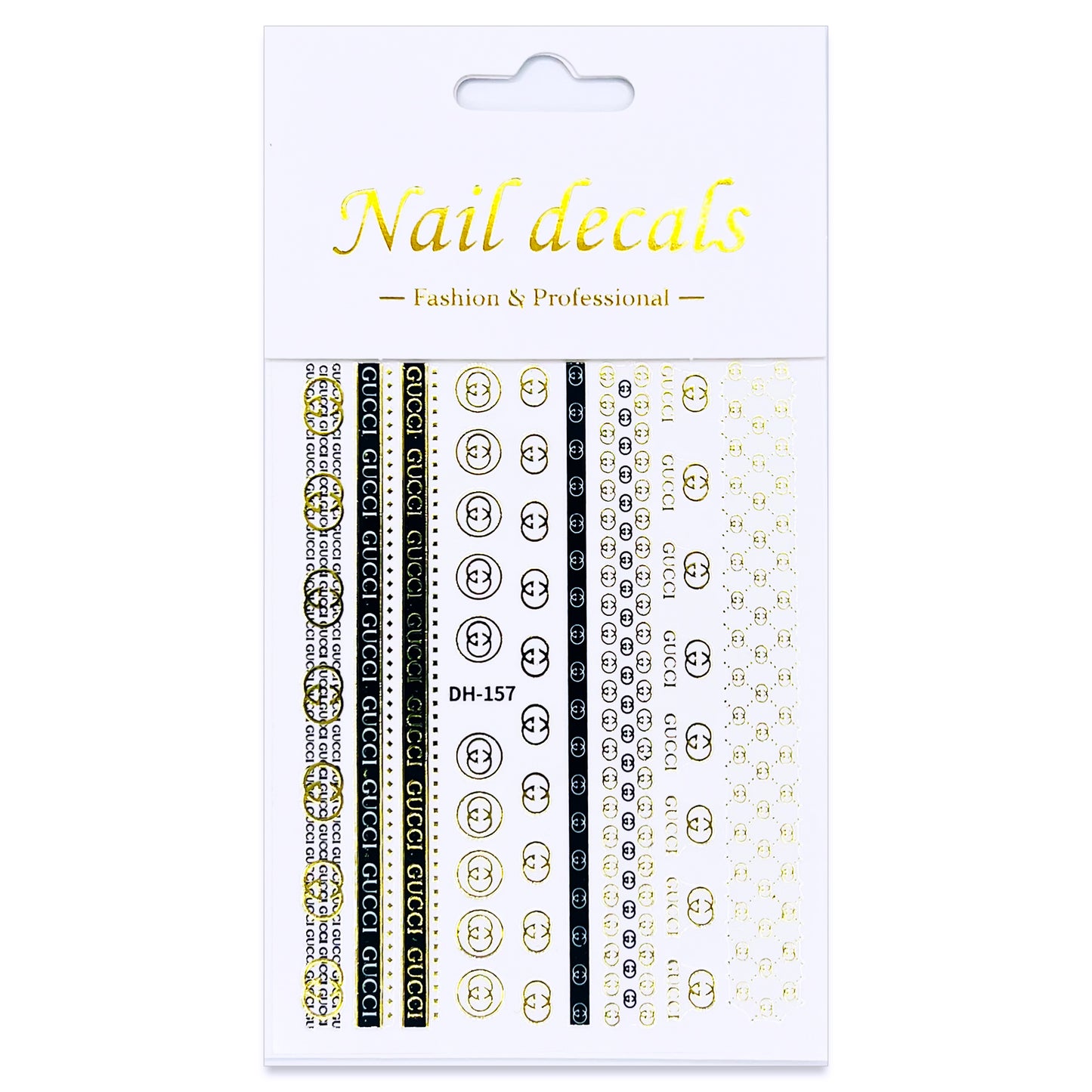 Luxury Designer Nail Decals - Designer Inspired 3 [Black & Gold 157]