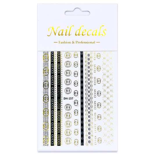 Luxury Designer Nail Decals - Designer Inspired 3 [Black & Gold 157]