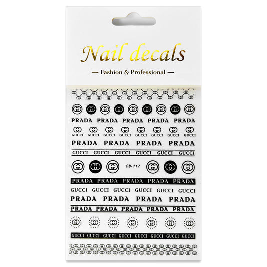 Luxury Designer Nail Decals - Designer Inspired Duo [Black 117]