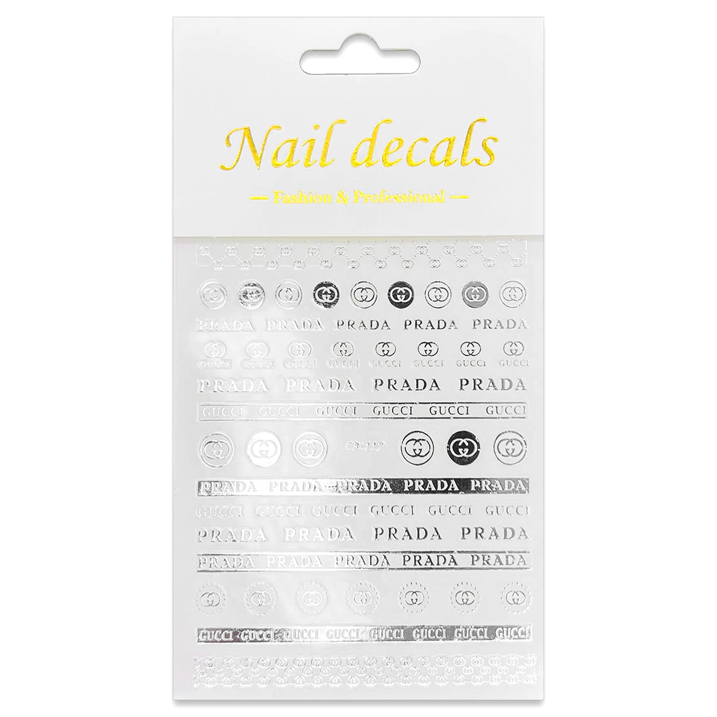 Luxury Designer Nail Decals - Designer Inspired Duo [Silver 117]