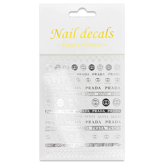Luxury Designer Nail Decals - Designer Inspired Duo [Silver 117]
