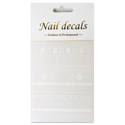 Luxury Designer Nail Decals - Designer Inspired Duo [White 117]