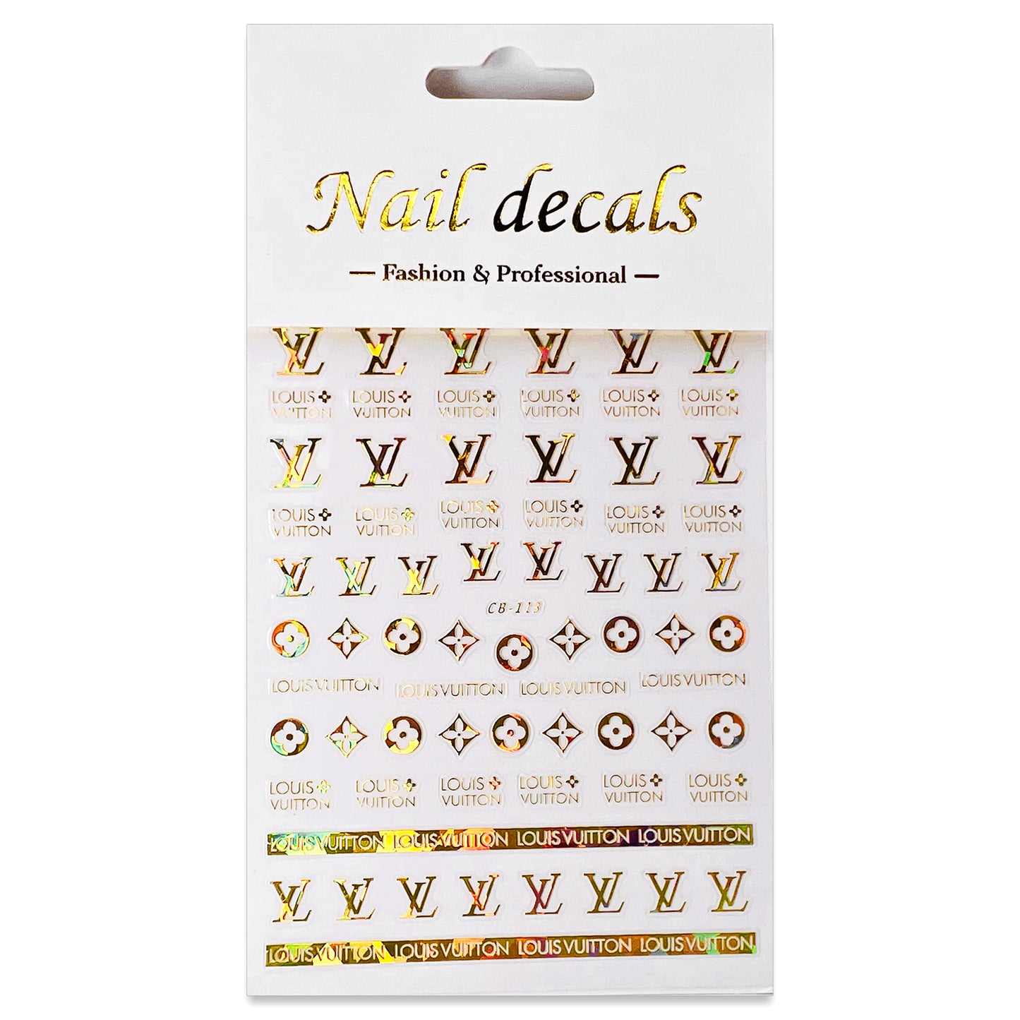 Luxury Designer Nail Decals - Monogram [Iridescent Gold 113]