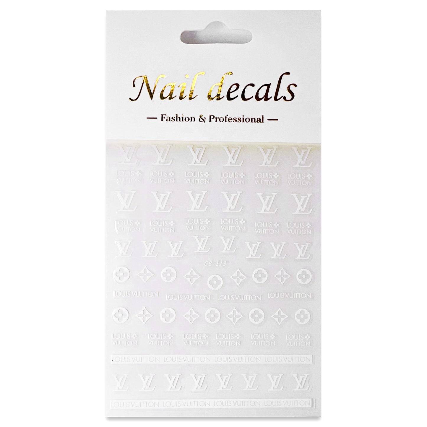 Luxury Designer Nail Decals - Monogram [White 113]
