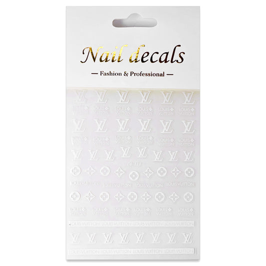 Luxury Designer Nail Decals - Monogram [White 113]
