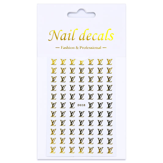 Luxury Designer Nail Decals - Monogram [Gold 38]