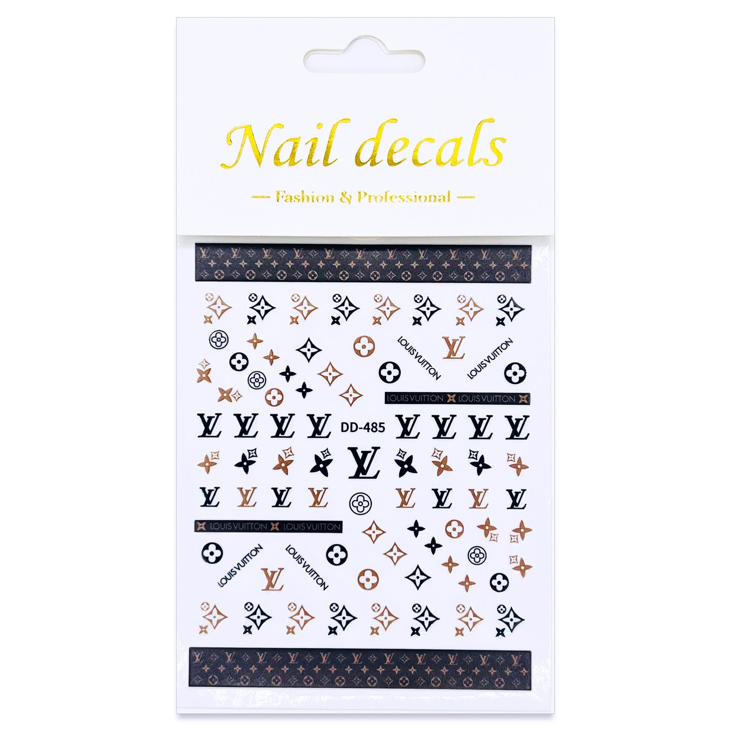 Luxury Designer Nail Decals - Monogram [Black & Brown 485]