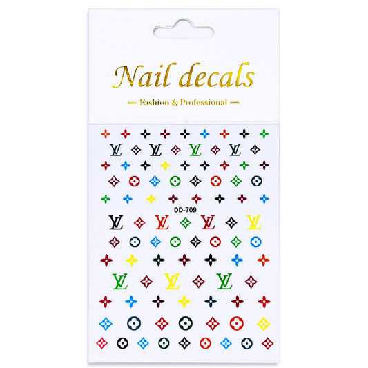 Luxury Designer Nail Decals - Monogram [Rainbow 709]