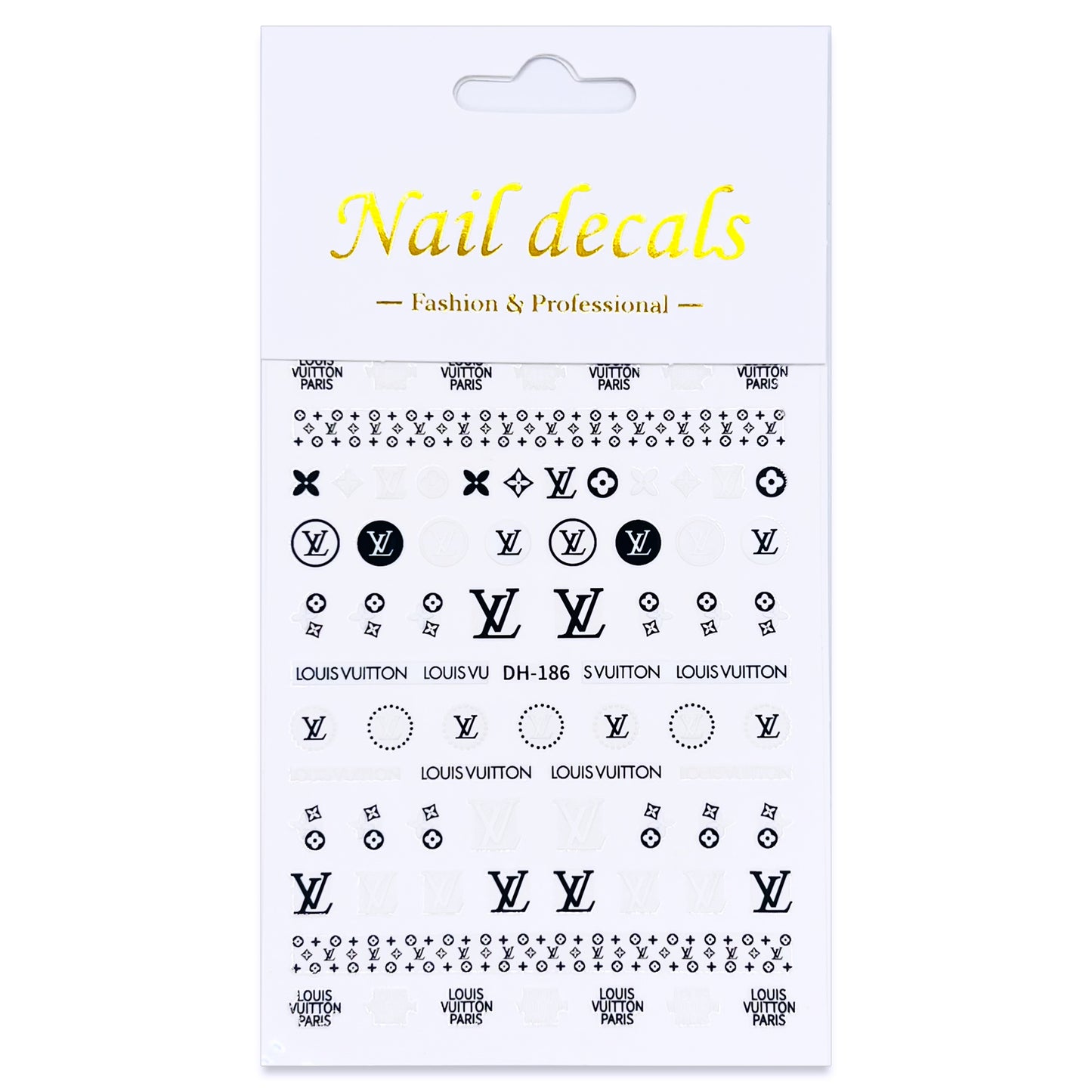 Luxury Designer Nail Decals - Monogram [B&W 186]