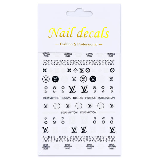Luxury Designer Nail Decals - Monogram [B&W 186]