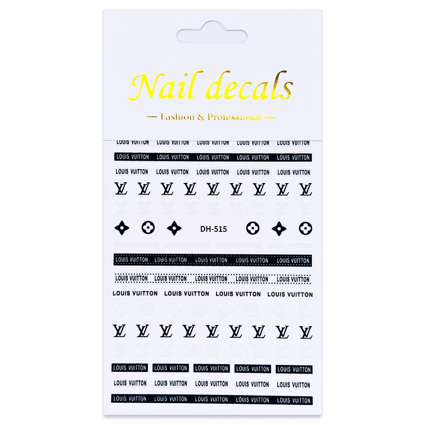 Luxury Designer Nail Decals - Monogram [B&W 515]