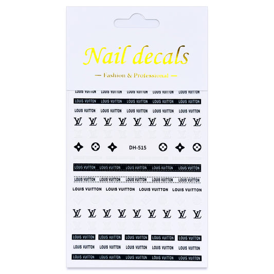 Luxury Designer Nail Decals - Monogram [B&W 515]