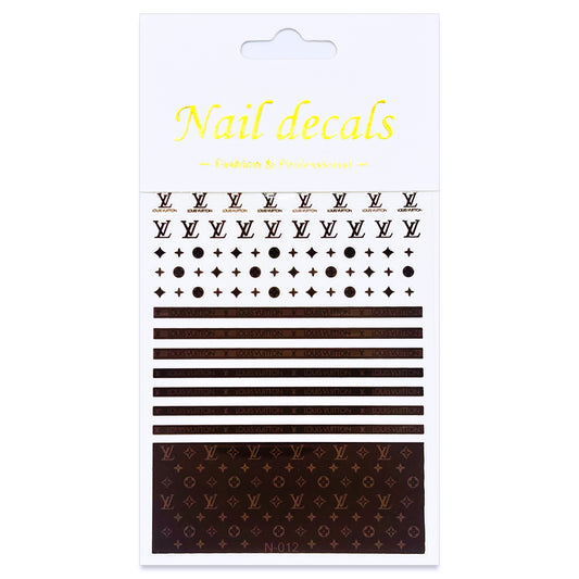 Luxury Designer Nail Decals - Monogram [Brown N012]