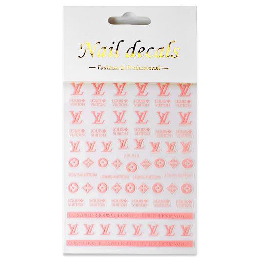 Luxury Designer Nail Decals - Monogram [Pink 113]