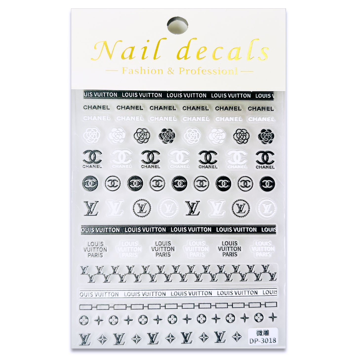 Luxury Designer Nail Decals - Designer Inspired Duo [B&W 3018]