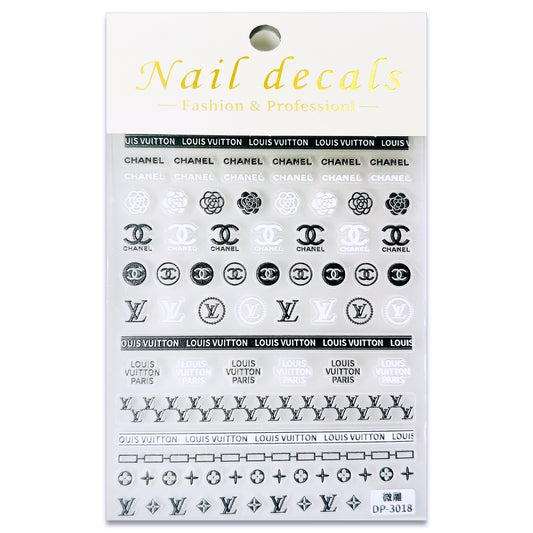 Luxury Designer Nail Decals - Designer Inspired Duo [B&W 3018]