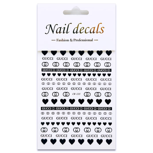 Luxury Designer Nail Decals - Designer Inspired 3 [Black 115]