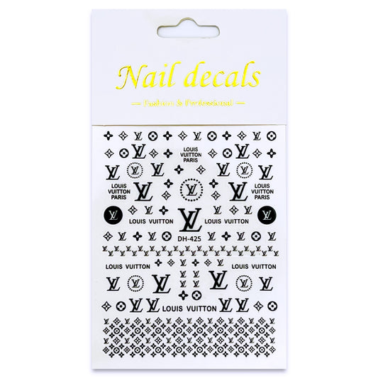 Luxury Designer Nail Decals - Monogram [Black 425]