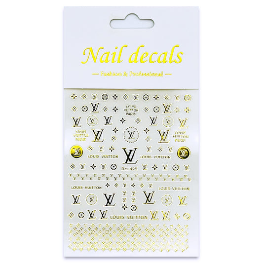 Luxury Designer Nail Decals - Monogram [Gold 425]