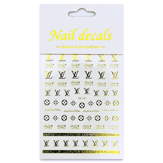 Luxury Designer Nail Decals - Monogram [Gold 113]