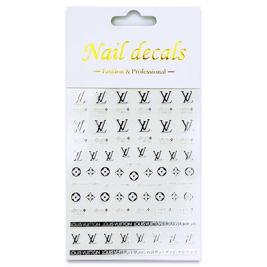 Luxury Designer Nail Decals - Monogram [Silver 113]