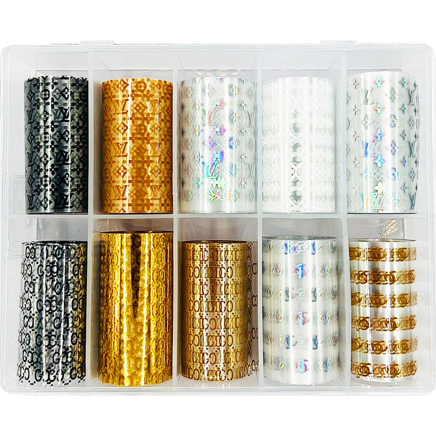 Luxury Designer Nail Foil - Chanel + Gucci + Louis Vuitton [3 Designs | 9 Colors]