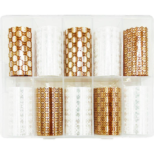 Luxury Designer Nail Foil - Designer Inspired Duo [Copper/White]
